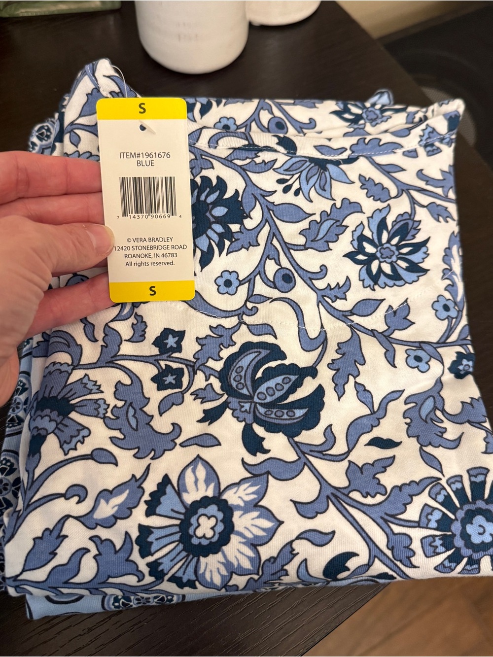 Vera Bradley Blue Floral Pattern Cotton Sleep Shirt Set Womens S NWT - Picture 3 of 5